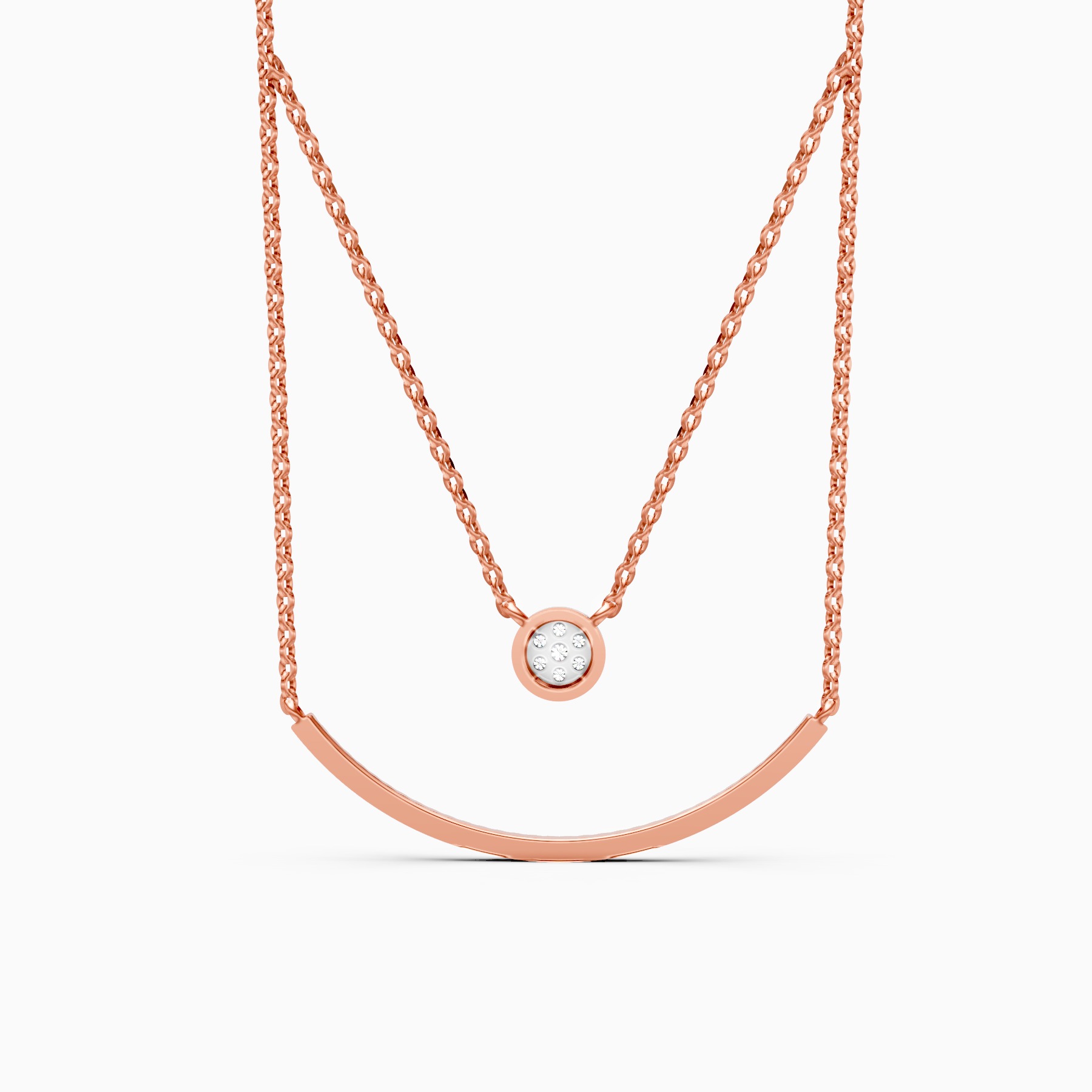 Modern Two Layer Lab Grown Diamond Necklace
